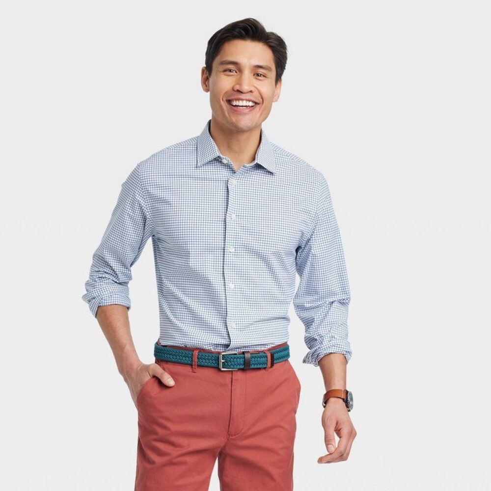 Goodfellow & Co -  Men's Performance Button Down Dres Navy Blue